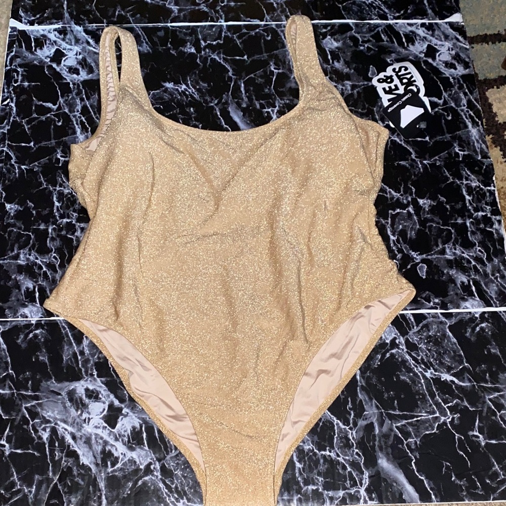 Elegant beige metallic Women's One Piece Swimsuit